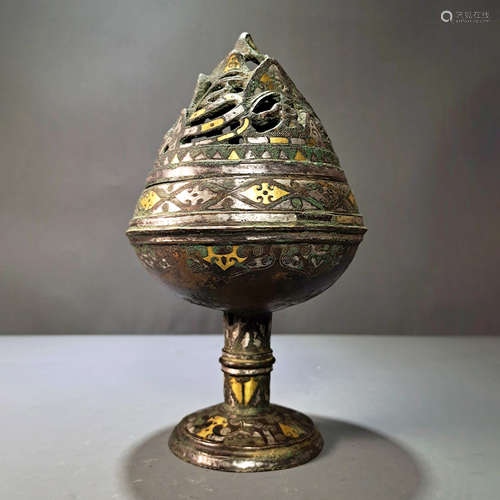 A Gold and Silver Inlaying Bronze Incense Burner