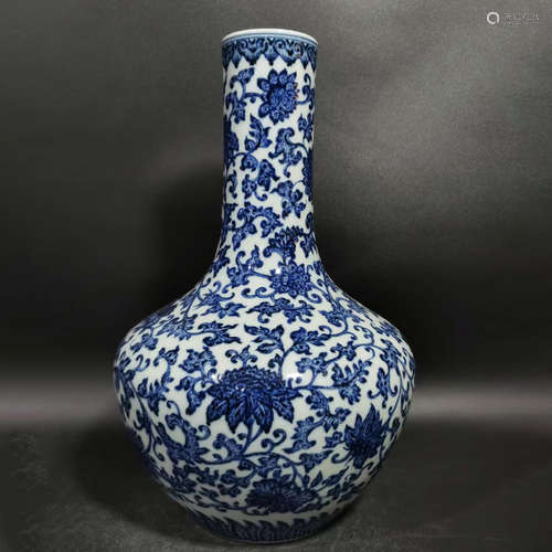 A Blue and White Twining Lotus Pattern Porcelain Vase