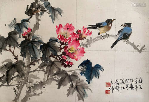 A Chinese Flower&bird Painting, Huang Huanwu Mark