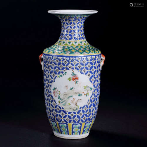 A Famille Rose Floral Porcelain Vase