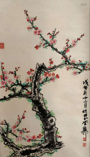 A Chinese Flowers Painting, Xie Zhiliu Mark