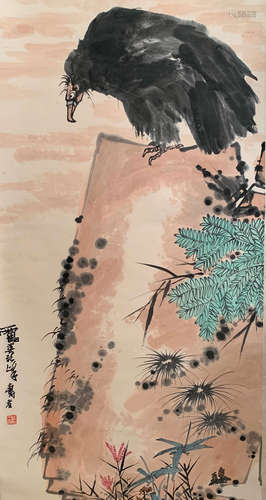 A Chinese Eagle Painting, Pan Tianshou Mark