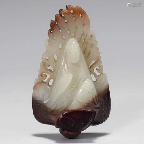 A Hetian Jade Carved Guanyin Pendant