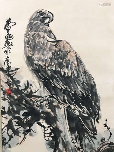 A Chinese Eagle Painting, Huang Zhou Mark