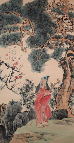 A Chinese Figure Painting, Liu Lingcang Mark