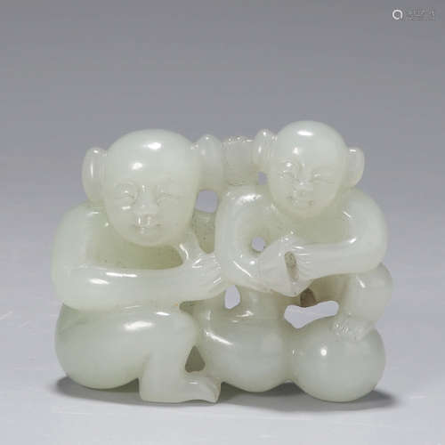 A Hetian Jade Carved Boys Ornament