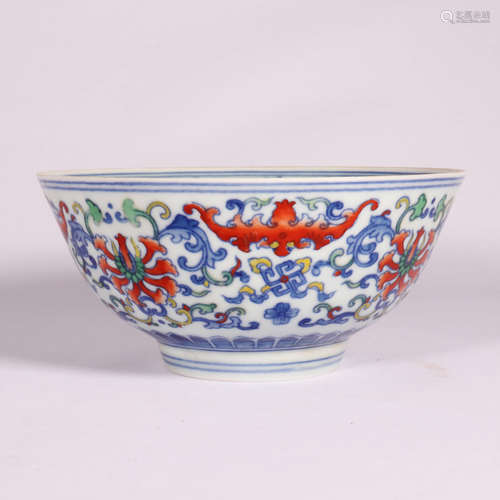 A Blue and White Doucai Floral Porcelain Bowl