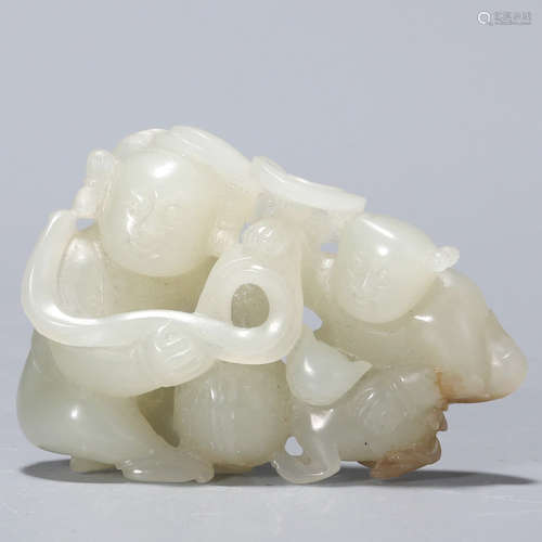 A Hetian Jade Carved Children Pendant