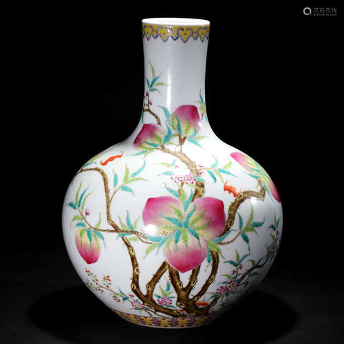 A Famille Rose Peach Pattern Porcelain Tianqiuping