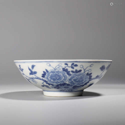 A Blue and White Peony Pattern Porcelain Bowl