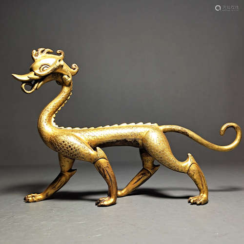 A Gilt-bronze Dragon Ornament