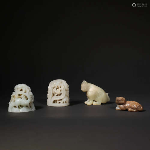 A Set of Hetian Jade Carved Ornaments