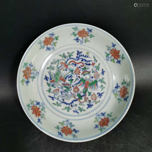 A Doucai Floral Porcelain Plate