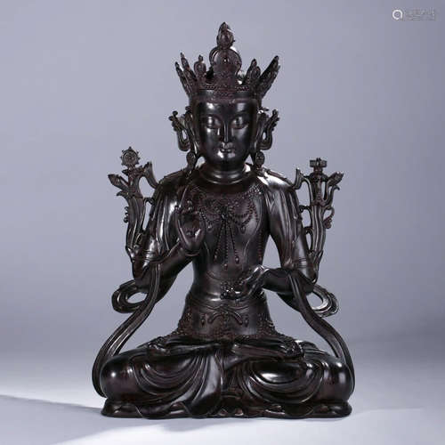 A Red Sandalwood Carved Buddha Statue