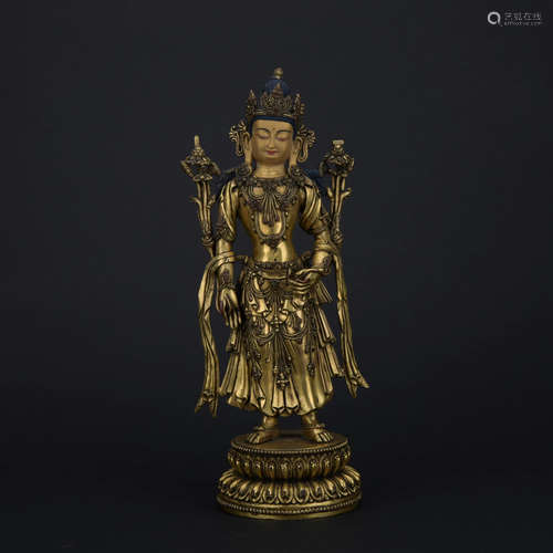 A Gilt-bronze Guanyin Statue