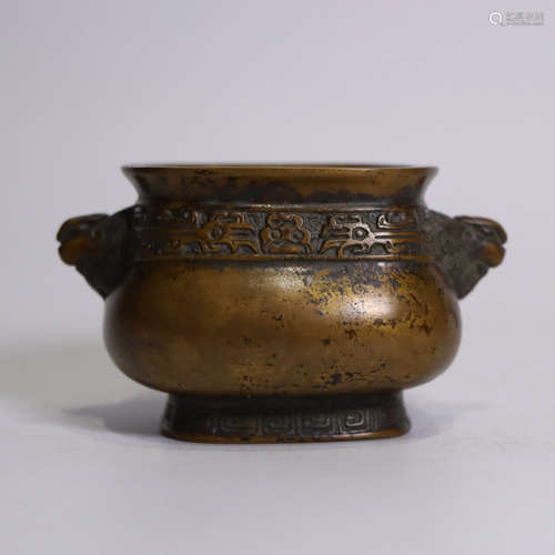 A Double Beast Ears Bronze Incense Burner