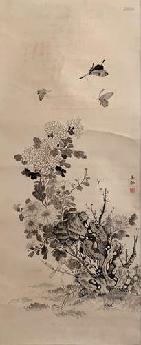 A Chinese Flower&Butterfly Painting, Song Meiling Mark