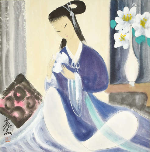 A Chinese Figure Painting, Lin Fengmian Mark