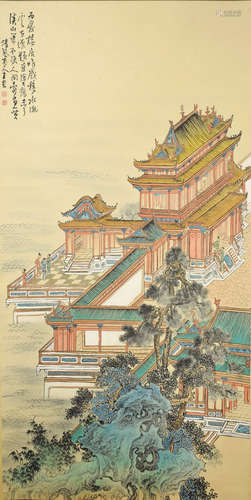 A Chinese Pavilion Painting, Huang Qiuyuan Mark