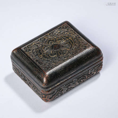 A Gilt-bronze Floral Square Box