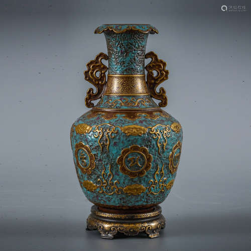 A Bronze Colored Floral Porcelain Double Ears Vase