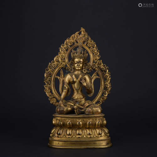 A Gilt-bronze Tara Statue