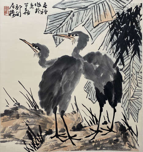 A Chinese Flowers&birds Painting Scroll, Li Kuchan Mark