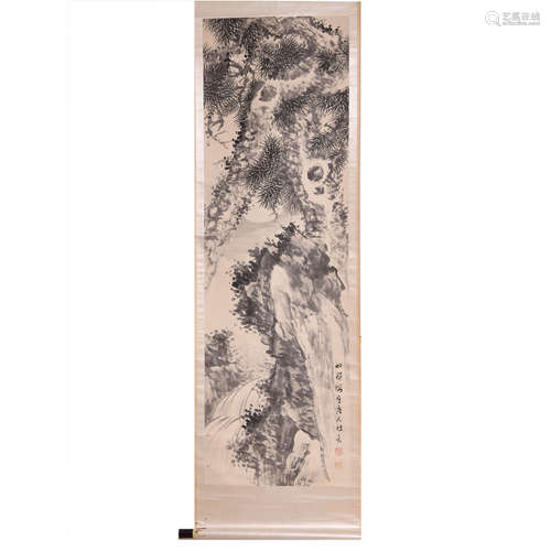 A CHINESE PINE TREE PAINTING, HU TIEMEI MARK