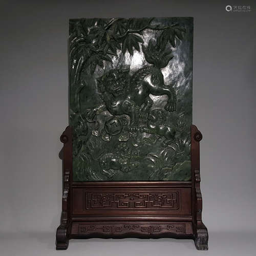 A CHINESEHETIAN JADE TALE PLAQUE