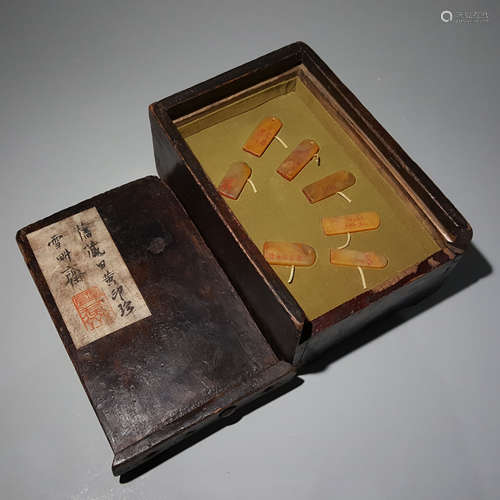 A BOX OF 7 CHINESE HETIAN JADE SEAL