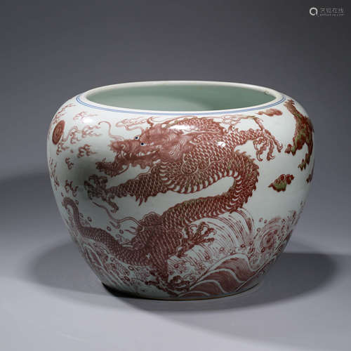 A COPPER-RED DRAGON PORCELAIN JAR