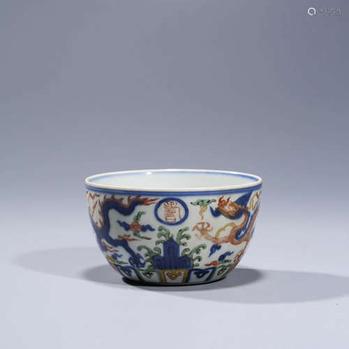 A BLUE AND WHITE IRON-RED DRAGON PORCELAIN BOWL WITH DA MING JIA JING NIAN ZHI MARK