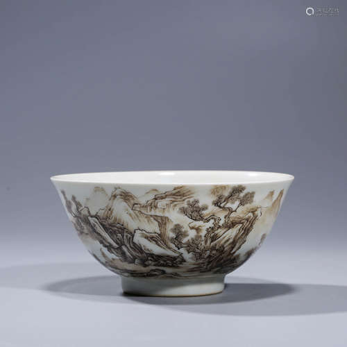 AN IMPERIAL ENAMELED INSCRIBED PORCELAIN BOWL