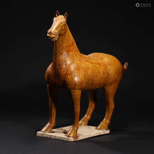 A YELLOW-GLAZED STANDING HORSE