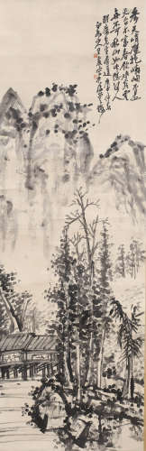 A SCROLL PAINTING OF MOUNTAINS AND RIVERS, WANG ZHEN MARK