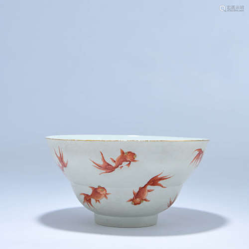An Ogee Shaped Iron Red Goldfish   Bowl
