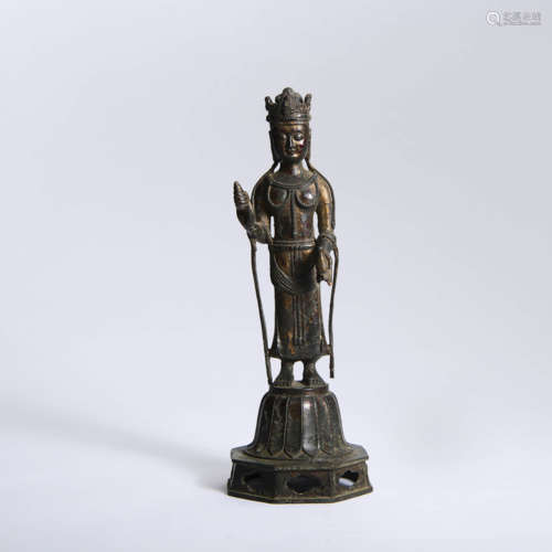 A Golden Painted Bronze Buddha Statue