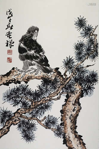 A Chinese Pine&Eagle Painting, Li Kuchan Mark