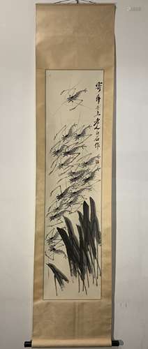 A CHINESE SHRIMP PAINTING,QI BAISHI, MARK