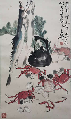 A Chinese Flowers&bird Painting Scroll, Wang Xuetao Mark