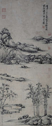 A Chinese Landscape Painting Scroll, Cheng Zhengkui Mark