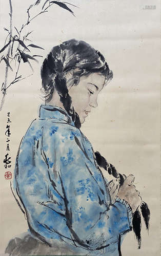 A Chinese Figure Painting, Jiang Zhaohe Mark