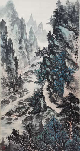 A Chinese Landscape Painting Scroll, Li Xiongcai Mark