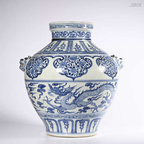 A Blue and White Dragon Vase