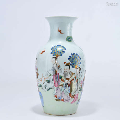 A Famille Rose Figures Vase