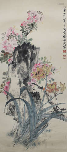 田世光 近現代 花卉 紙本設色 鏡芯