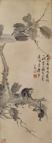 溥儒 近現代 猿猴  出版物《俊彩星馳》 p179 紙本水墨 立軸