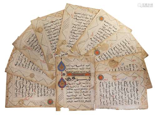 TEN QURAN LEAVES, SULTANATE INDIA, CIRCA 1500