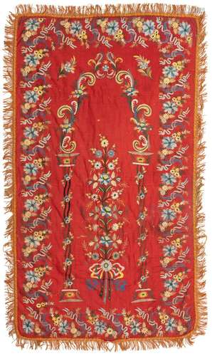 AN OTTOMAN  SILK PRAGER MAMAZILIK TEXTILE, MID 19TH CENTURY