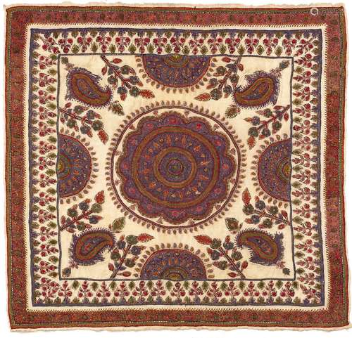 A WOOL KASHMIR WITH PAISLEY MOTIF, INDIA, CIRCA 1900